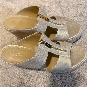 Michael Kors Metallic Wedge Sandals